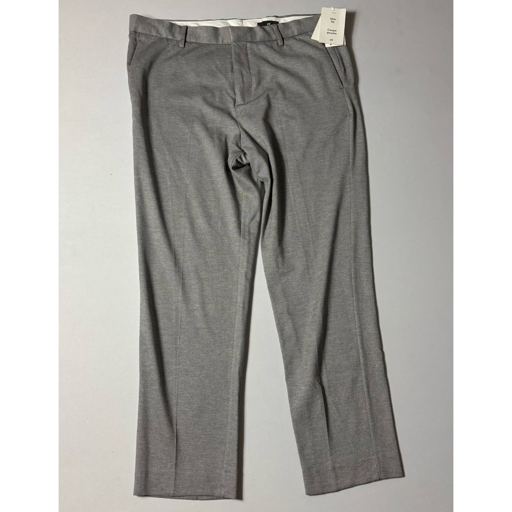 H&M Heather Gray Slacks Womens Sz 14 Trouser Work Office Pants Flat Front Career